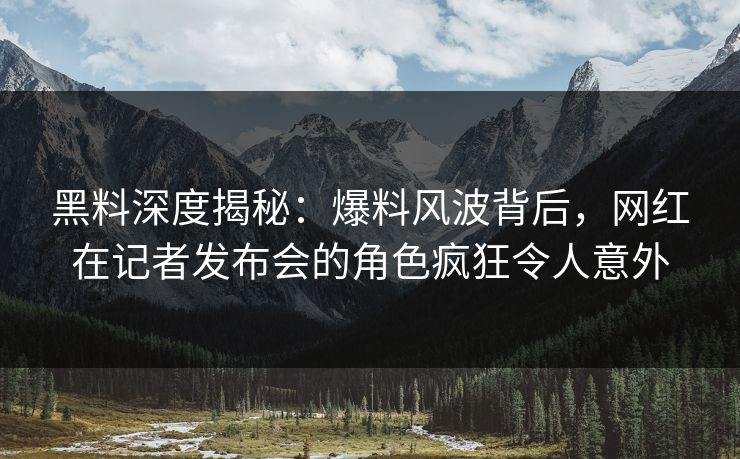 黑料深度揭秘：爆料风波背后，网红在记者发布会的角色疯狂令人意外