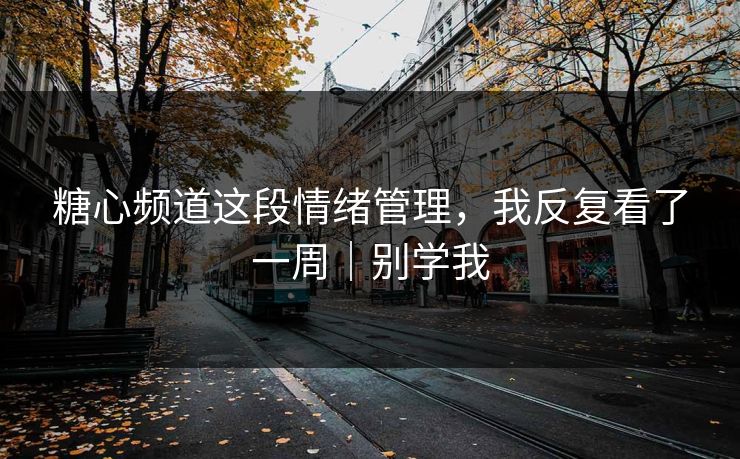 糖心频道这段情绪管理，我反复看了一周｜别学我