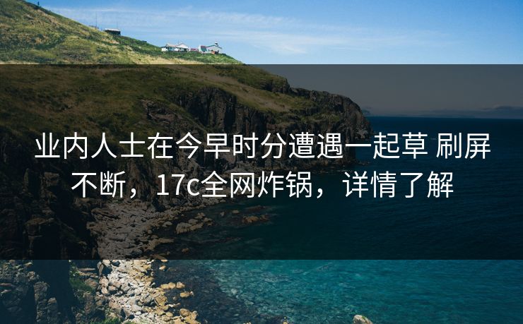 业内人士在今早时分遭遇一起草 刷屏不断，17c全网炸锅，详情了解