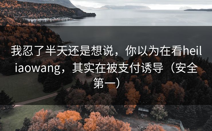 我忍了半天还是想说，你以为在看heiliaowang，其实在被支付诱导（安全第一）