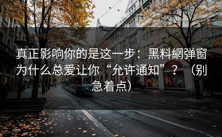 真正影响你的是这一步:黑料網弹窗为什么总爱让你“允许通知”?(别急着点)